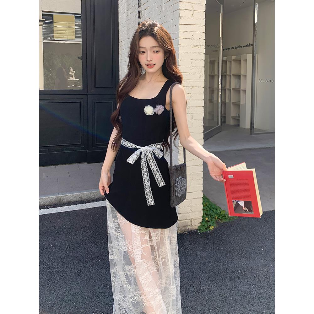 2025夏季新款长款蕾丝拼接背心裙连衣裙095-8177-P125-K188,女装连衣裙,浙宝095(原288A)