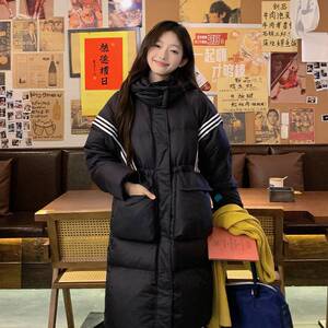 韩版学院风中长款白鸭绒外套女冬季新款小个子显瘦保暖加厚羽绒服图片
