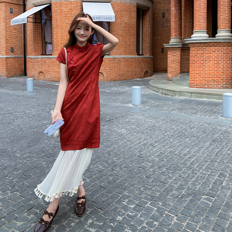 【已出货】2025夏装新中式风连衣裙鱼尾旗袍095-8193-P135-K198，女装连衣裙，浙宝095(原288A)