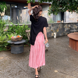【现货】2025夏装开叉撞色上衣半身裙两件套095-8213-P145-K218，女装连衣裙，浙宝095(原288A)