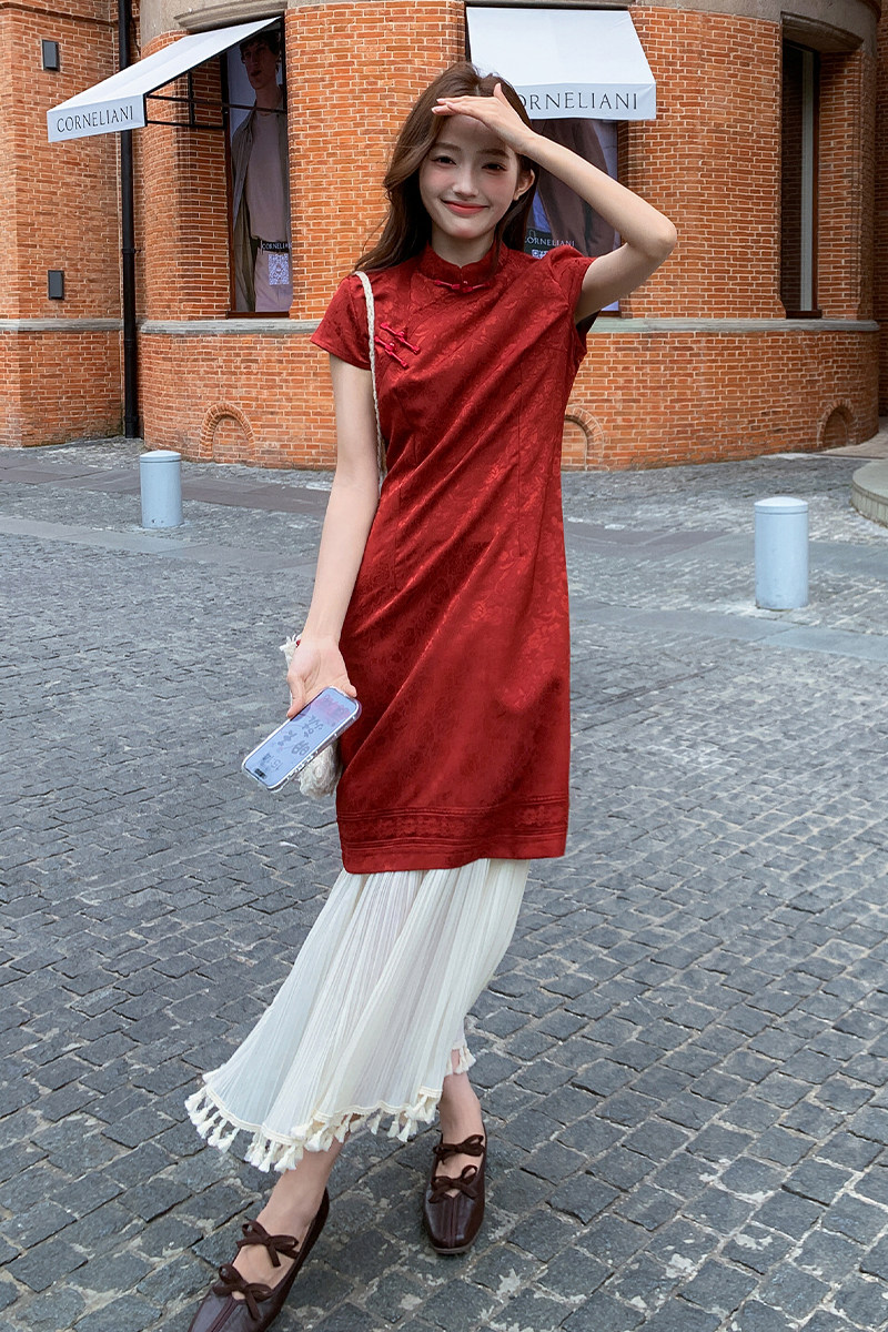 【已出货】2025夏装新中式风连衣裙鱼尾旗袍095-8193-P135-K198,女装连衣裙,浙宝095(原288A)