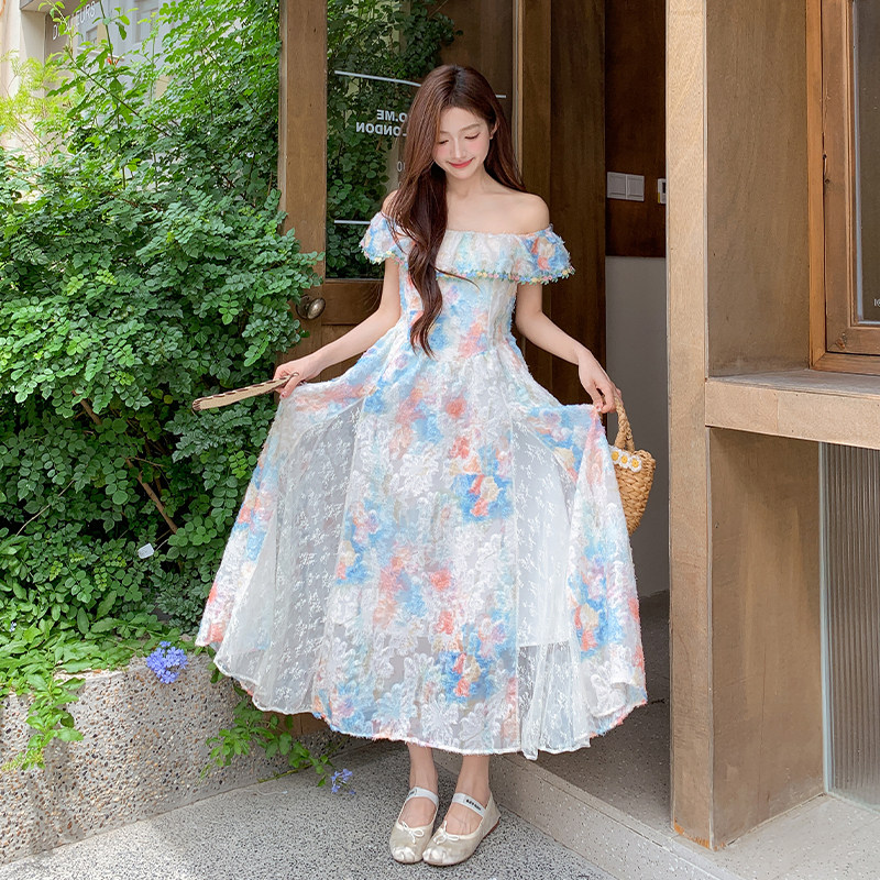 【现货】2025新款提花蕾丝拼接大裙摆连衣裙095-8223-P155-K228,女装连衣裙,浙宝095(原288A)
