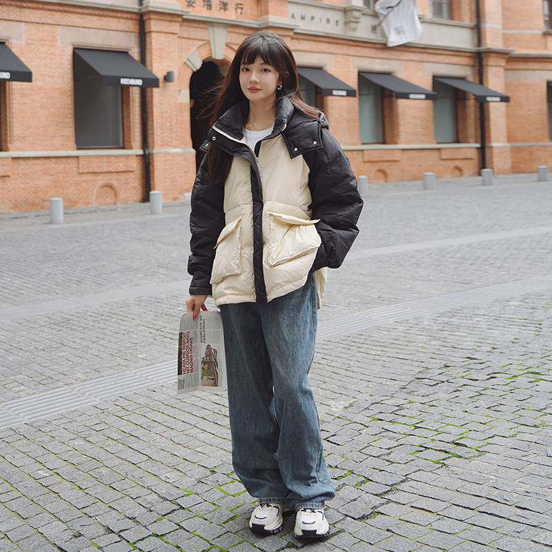 【现货】2024冬季新款撞色拼接白鸭绒羽绒服095-976-P245-K358,女装羽绒服,浙宝095(原288A)
