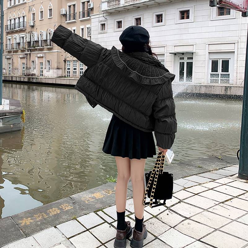 【现货】2024新款冬季蕾丝花边领白鸭绒羽绒服095-901-P215-K338图片