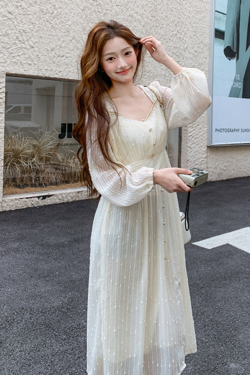 现货2025秋装新款温柔风肌理感连衣裙095-8261-P140-K208,女装连衣裙,浙宝095(原288A)
