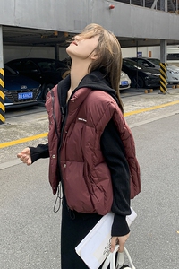 现货 2024冬季短款90白鸭绒羽绒背心马甲羽绒服095-961-P140 K198图片