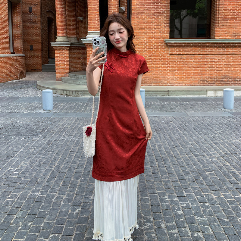 【已出货】2025夏装新中式风连衣裙鱼尾旗袍095-8193-P135-K198,女装连衣裙,浙宝095(原288A)