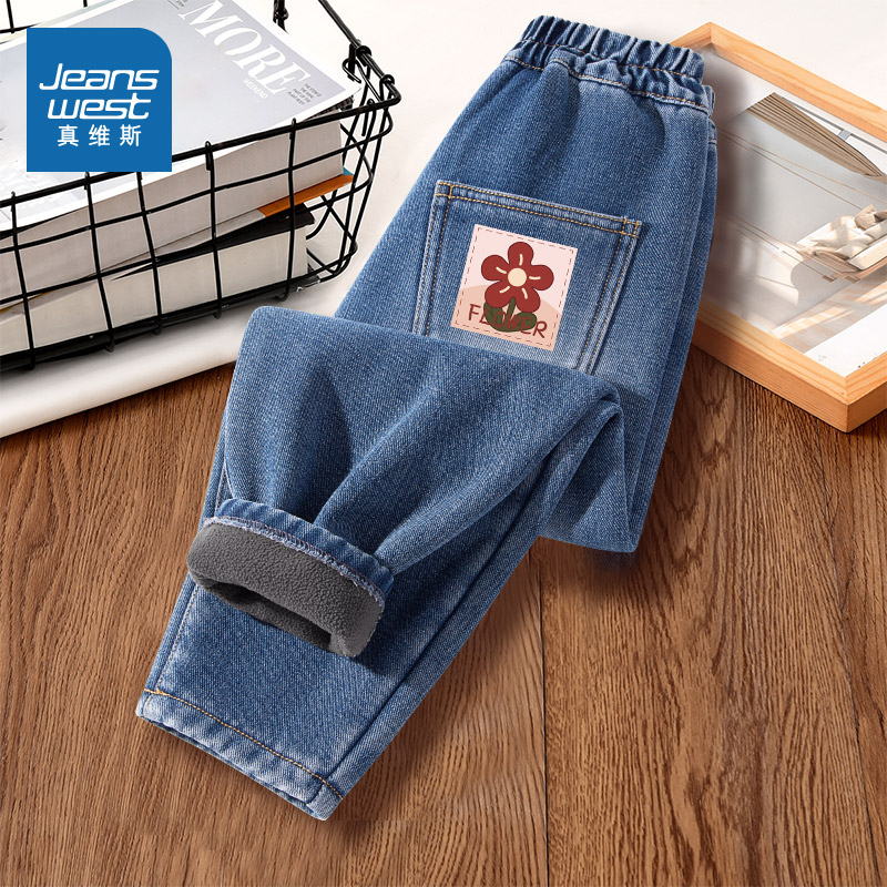 真维斯童装女童加绒牛仔裤冬季