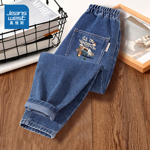 真维斯童装男童牛仔裤儿童裤子春秋款2025新款大童秋季加绒运动裤