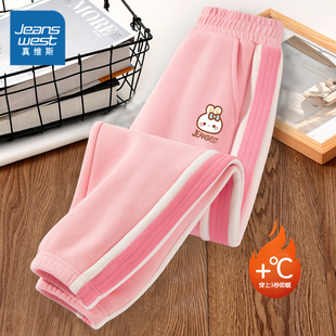 真维斯童装女童一条过冬加绒裤子女孩冬季一体绒裤儿童加厚棉裤冬
