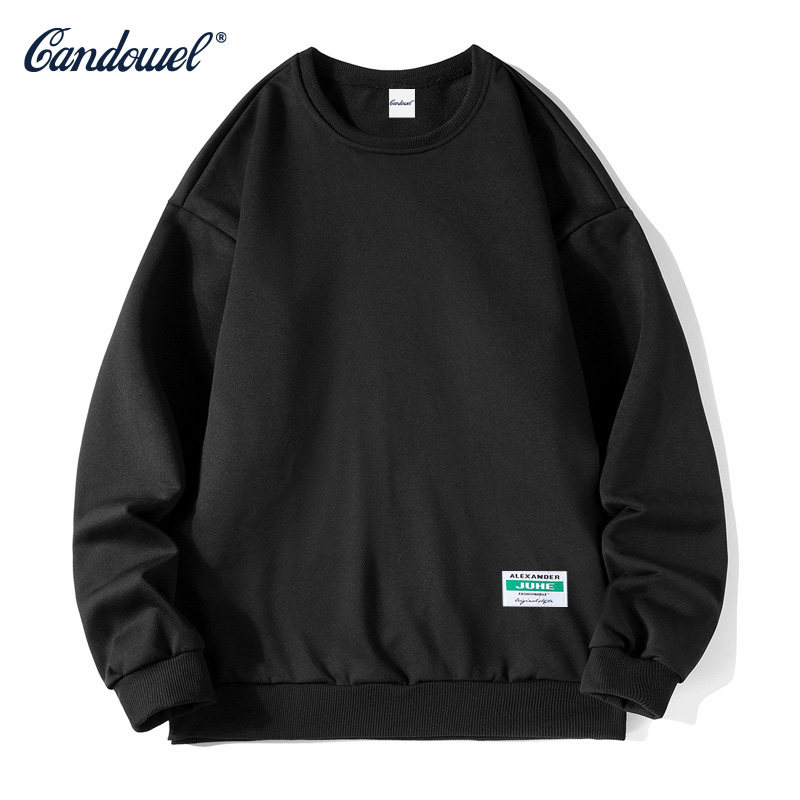 CANDOWEL旗舰卫衣男圆领春秋款基础版纯色无帽外套秋季打底衫潮