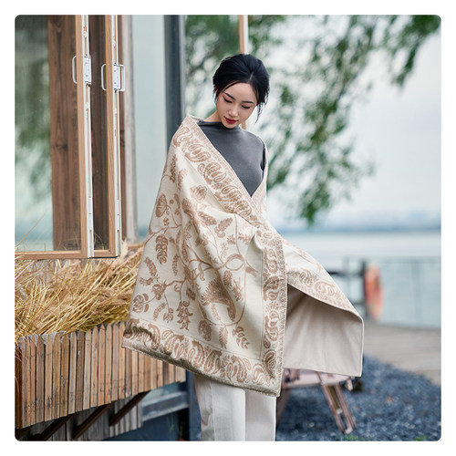 MERF/美泛 国风复古发热吉祥云裳披肩单人户外暖身毯
