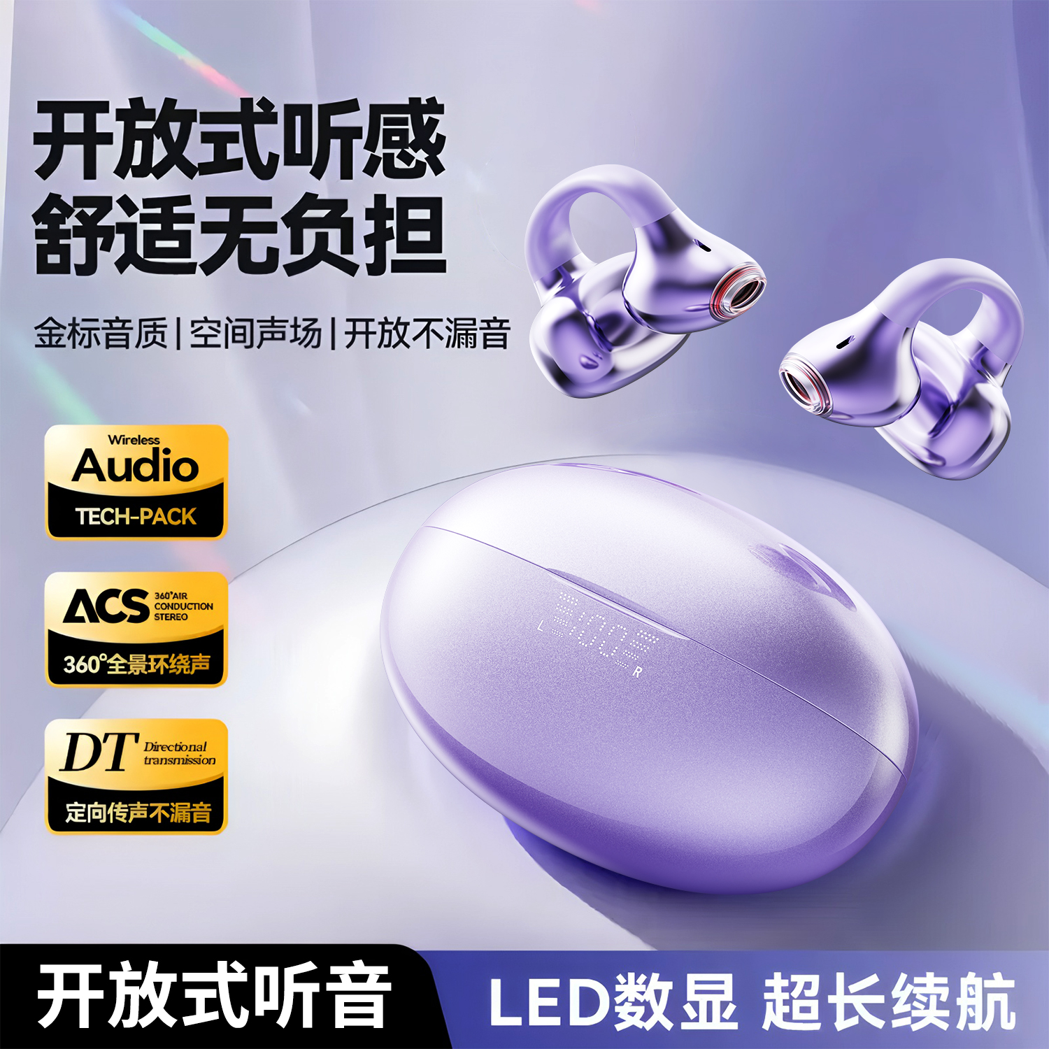 2025新款不入耳蓝牙耳机开放式不漏音无线听歌运动超长续航特舒适