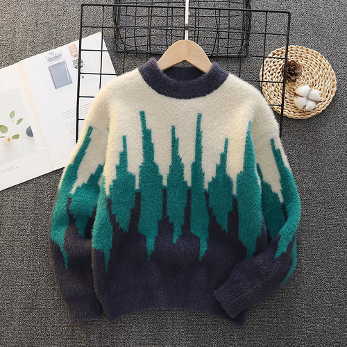 2025新款加厚水貂绒男童毛衣