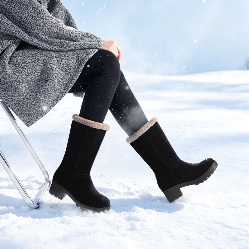 雪地靴女真皮中筒靴2026秋冬时装靴