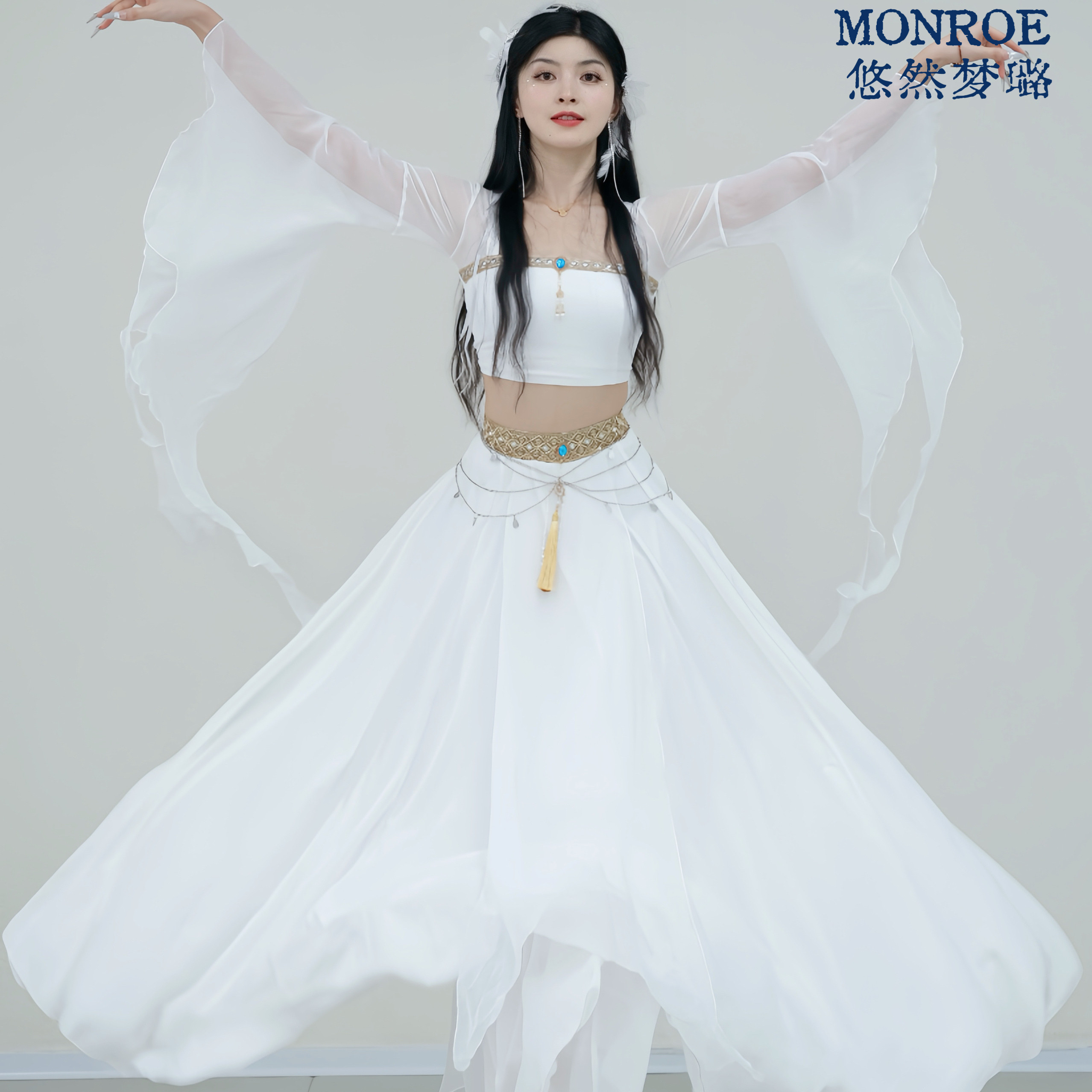 悠然梦璐古典舞练功服女成人新款中国风服装仙气喇叭袖表演服纱衣图片