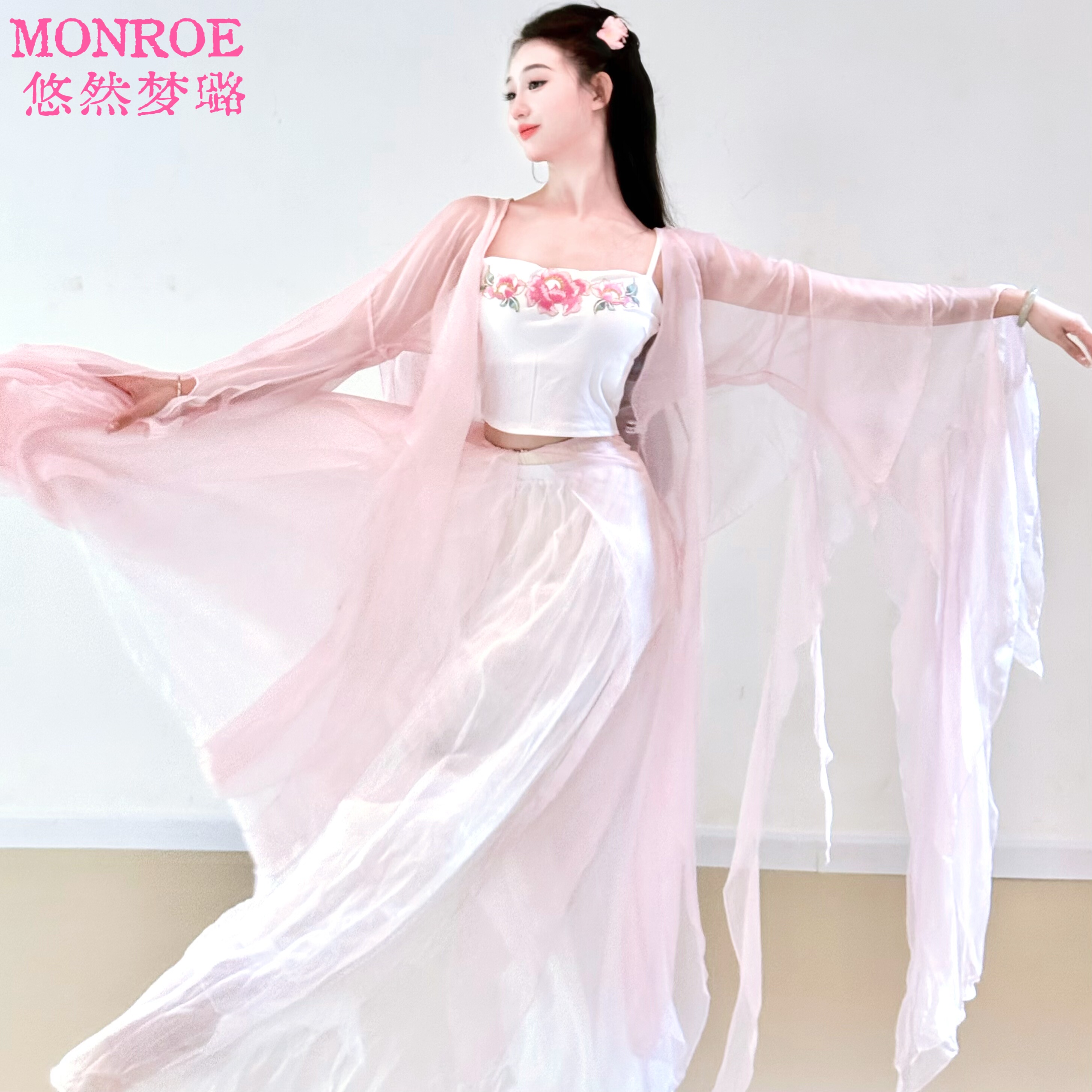 悠然梦璐古典舞练功服女新款中国风服装仙气表演服飘逸破烂袖纱衣