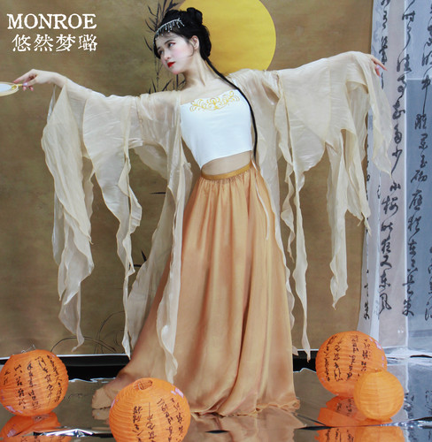 悠然梦璐中国风舞蹈服古典舞演出服纱衣仙气飘逸古风舞蹈服破烂袖