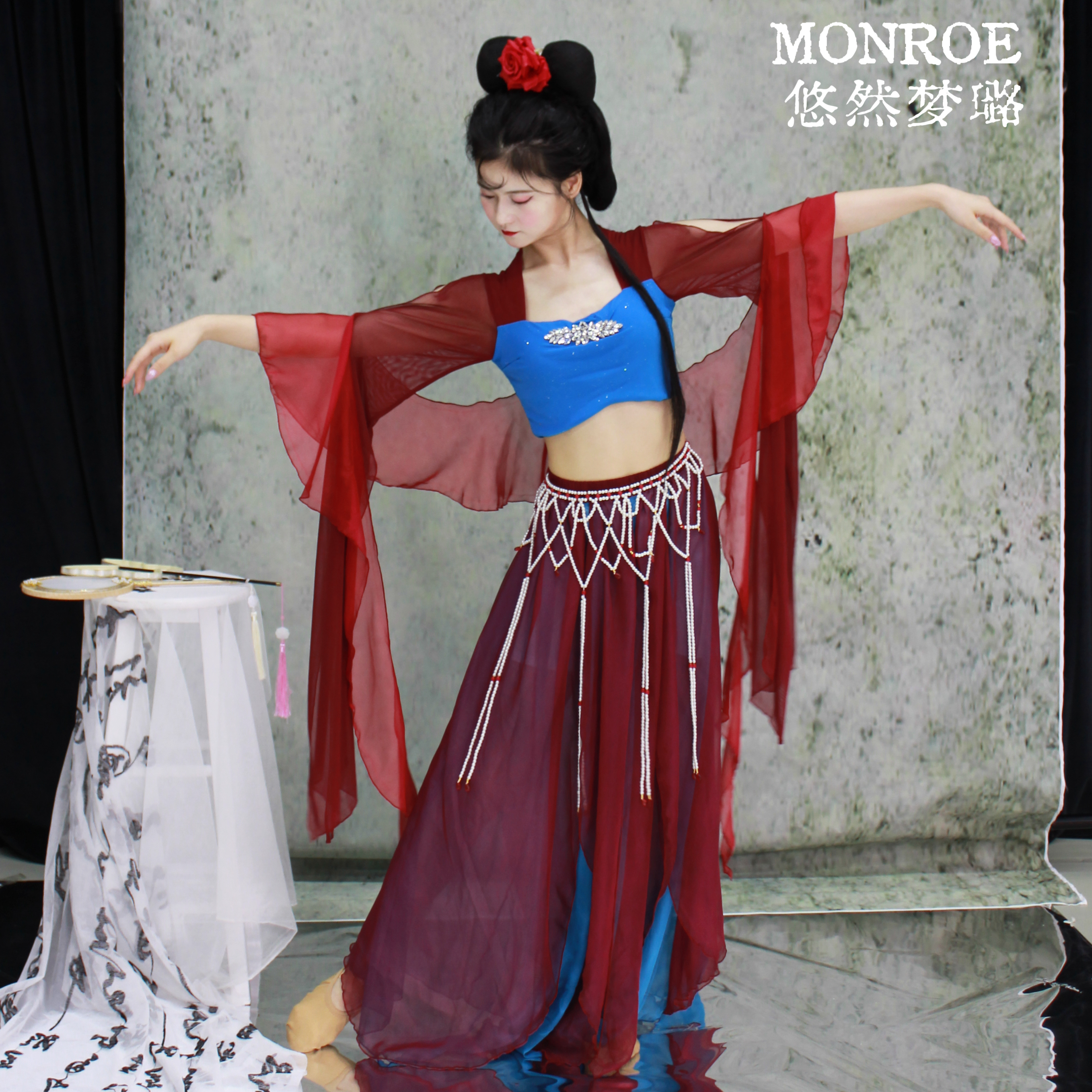 悠然梦璐敦煌飞天舞蹈服套装女仙气飘逸古典舞练功服中国舞演出服