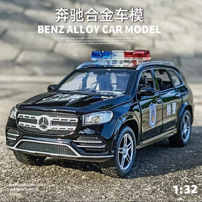 仿真合金车模型声光回力车特警车