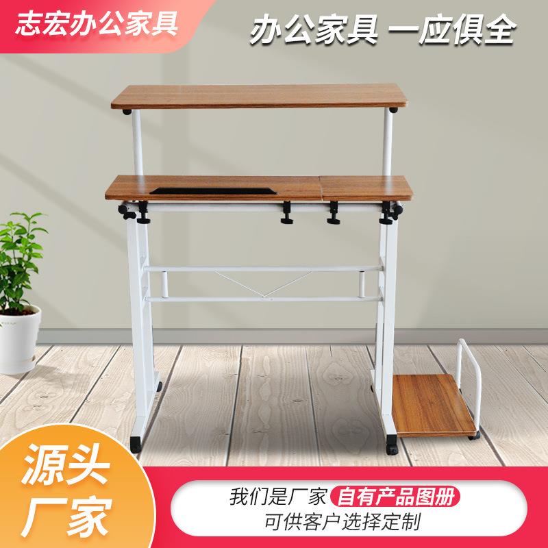 新款直销双层电脑台式桌书桌书架一体组合家用简约卧室初中学生公