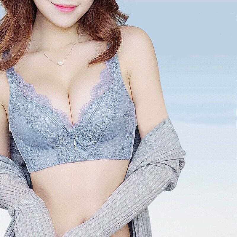 新款直销性感蕾丝深V型无钢圈内衣女薄款聚拢调整型收副乳文胸罩