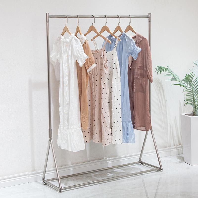 新款直销服装店不锈钢货架 正挂银色服装展示架童装店陈列架落地
