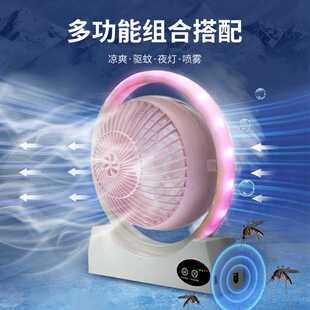 新款直销迷你桌面风扇充电便携大风力循环扇露营夜灯小风扇办公室