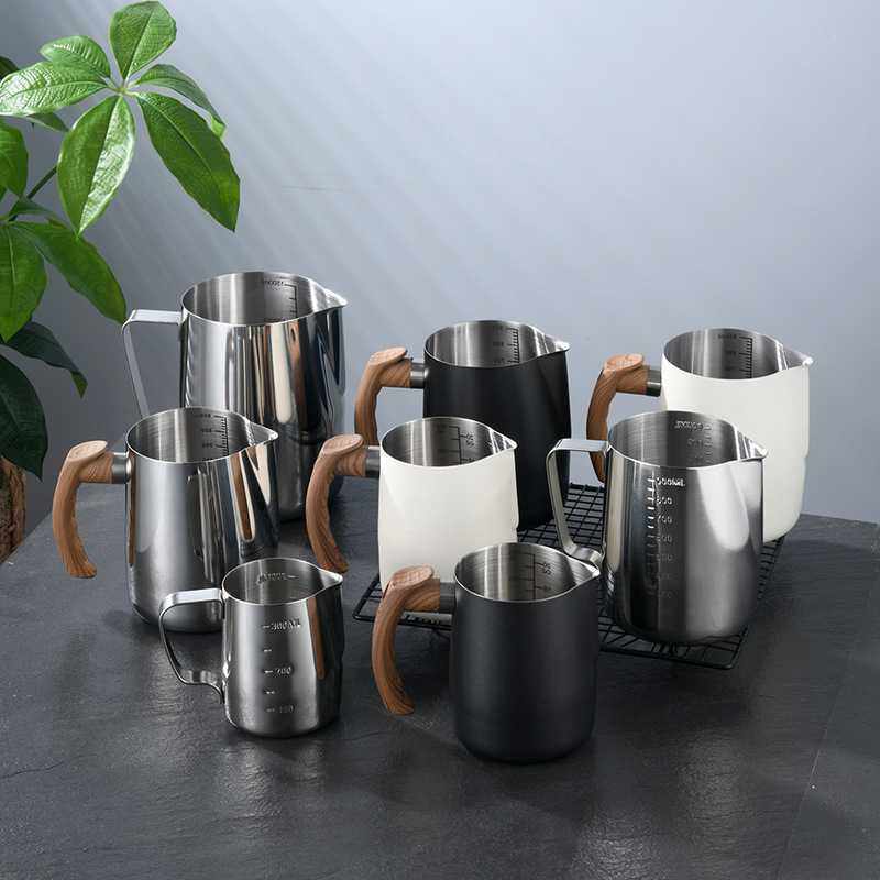 新款直销跨境货源304不锈钢拉花杯带刻度单柄V型嘴牛奶杯酒店热奶,厨房/烹饪用具,杯子,淘宝优惠券,粉丝福利购,淘宝优惠卷