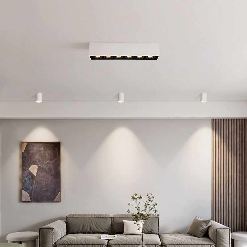 新款直销智能全光谱明装射灯可调角度防眩吸顶客厅LED长条格栅阳,家装灯饰光源,轨道磁吸灯,淘宝优惠券,粉丝福利购,淘宝优惠卷