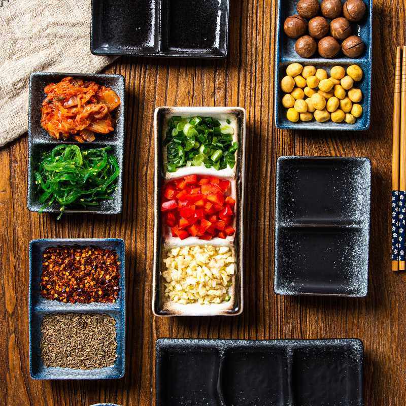 新款直销烧烤烤肉调味碟蘸料盘小碟子酱料碟日式调料碟多格三格碟,餐饮具,碟,淘宝优惠券,粉丝福利购,淘宝优惠卷