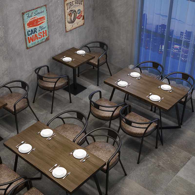 新款直销美式乡村仿古做旧铁艺吧台桌椅休闲餐厅奶茶店咖啡厅复古