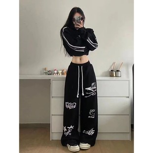 Drawstring wide leg loose pants for men抽绳阔腿宽松男士长裤