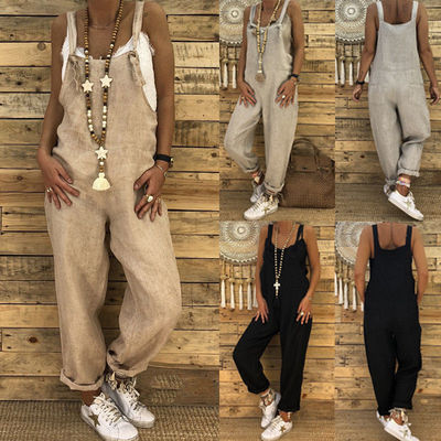 casual Dungarees Overalls Jumpsuit Ladies Pants Long Playsui