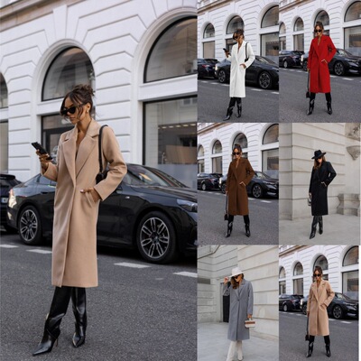 Solid color lapel long sleeved cardigan top 纯色翻领长袖上衣