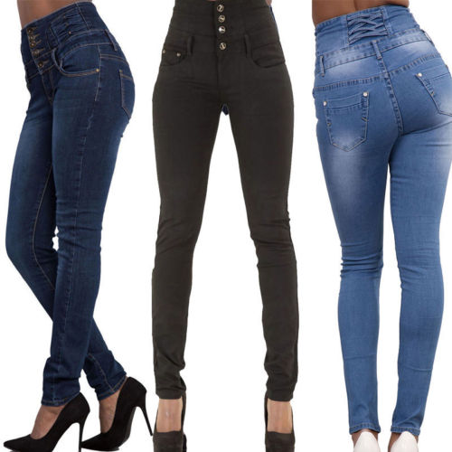 Women's elastic pencil jeans in 4 colors女士弹力铅笔牛仔长裤