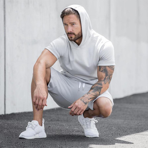 Sportswear hoodie short-sleeved men's T-shirt运动装连帽衫T恤