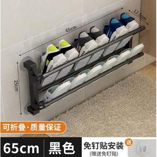 门上鞋架粘贴门后挂式免打孔壁挂超薄超窄多层可折叠金属自由组合