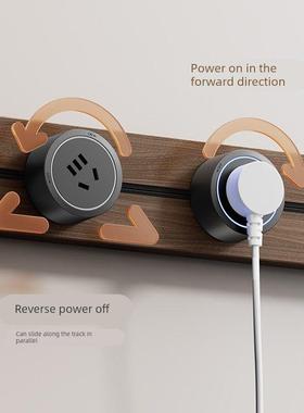接线带开关木免纹覆古室台轨道插座滑轨电力插排餐边柜87384厨房
