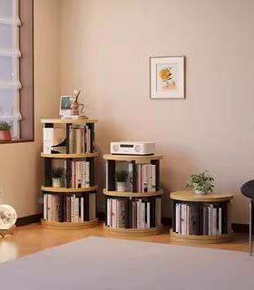 多功能落地旋书架全一实木41821可移动转纳体儿童书柜置物架储物