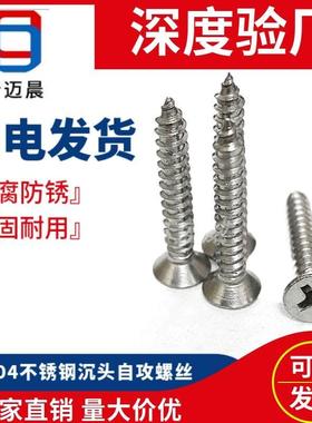 国标M2M3M4M5M6304不锈钢沉头平头机螺钉十字自攻丝钉尖尾螺丝
