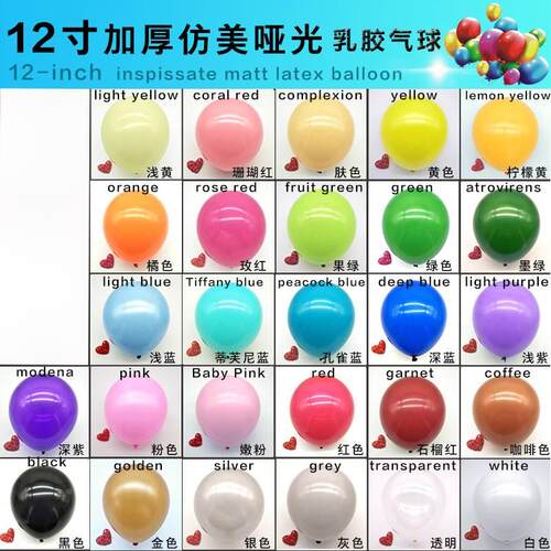 12寸风车气球3.2克加厚圆形乳胶亚光汽球装饰结婚礼婚房生日布置