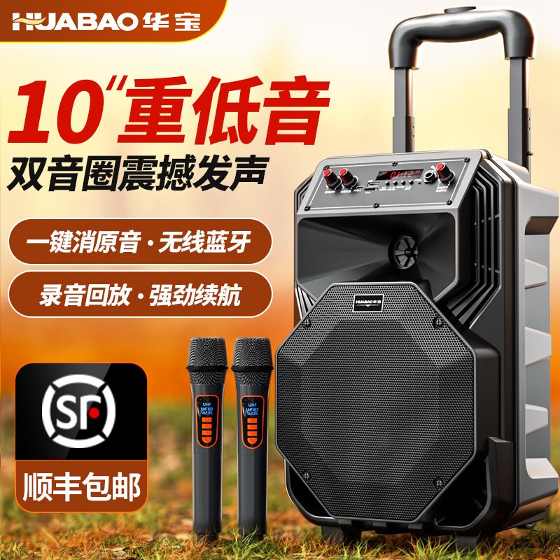 华宝广场舞音响户外播放器带无线歌蓝牙大音量拉杆音箱话筒家用唱