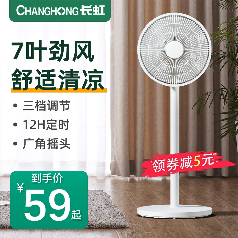 长虹电风扇家用落地扇静音摇头机台扇宿舍节能械定时台式风大立式
