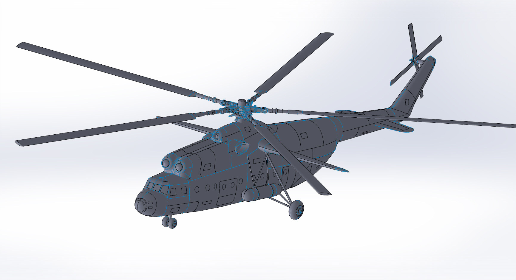 俄罗斯苏联米6 mi 6直升机3d图纸数模三维建模stp stl模型