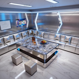 KTV茶几专用岩板不锈钢桌酒吧会所大厅轻奢桌子包厢卡座定制