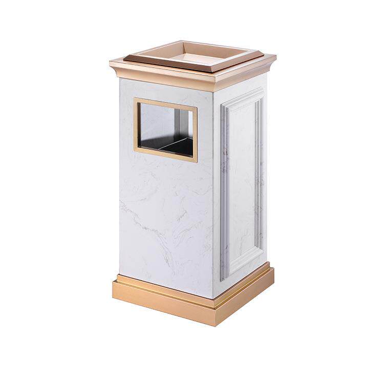 方形座地烟灰桶会所电梯口豪华大理石白色垃圾桶美术馆酒店大堂
