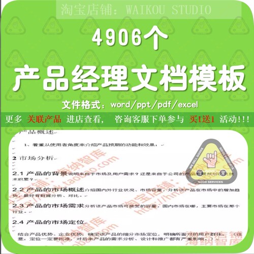 产品经理文档模板商业需求BRD市场MRD产品PRD竞品分析数据埋点