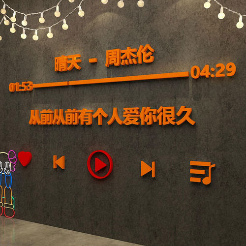 周杰伦歌词贴纸网红打卡拍照区布置背景晴天咖啡奶茶店墙面壁装饰