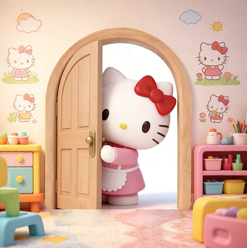 哈喽hellokitty猫踢脚线墙面装饰儿童房间布置遮丑3d立体墙贴纸画